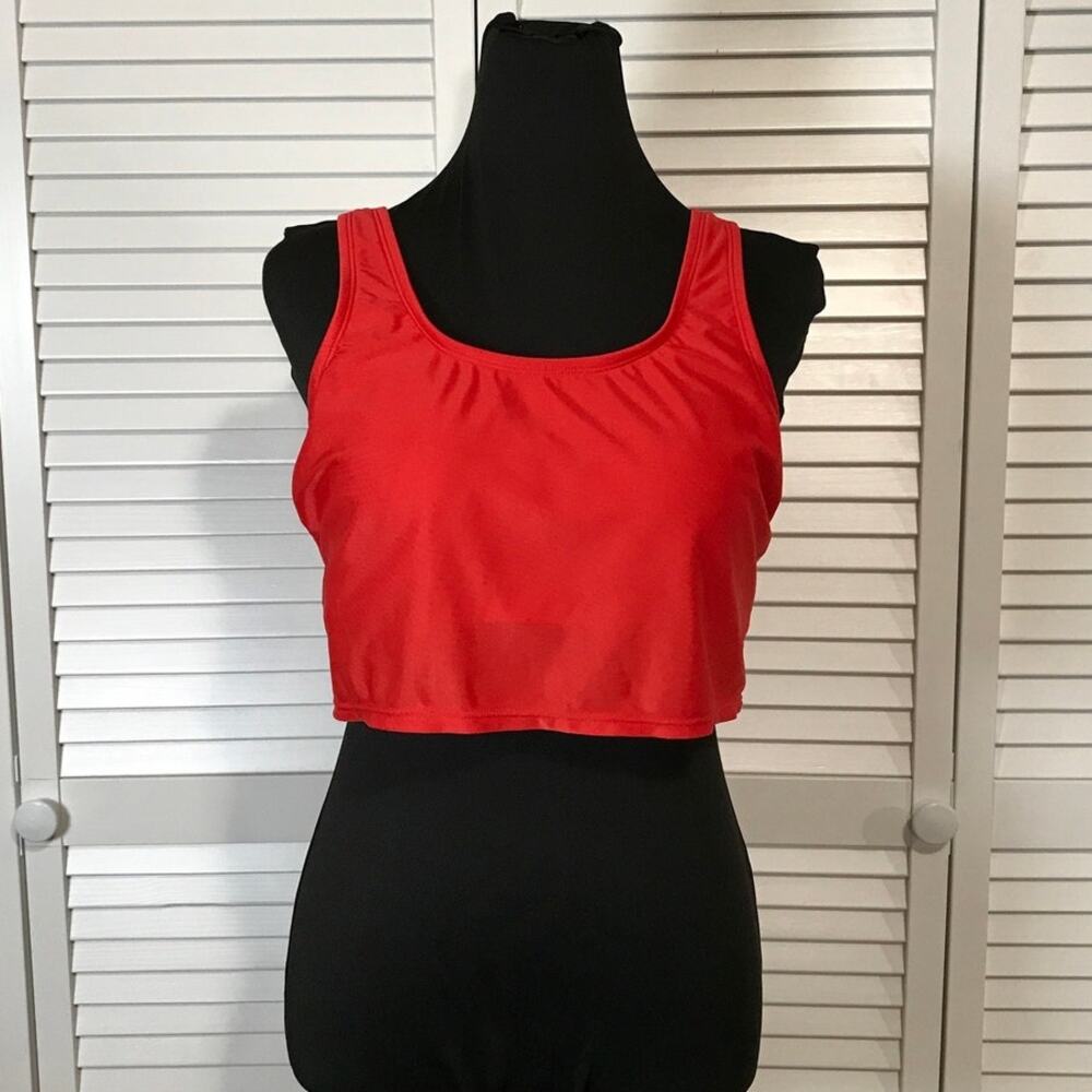 Xersion Activewear Bright Red Built-in Bra Scoop Neck Crop Tank Top Womens XL